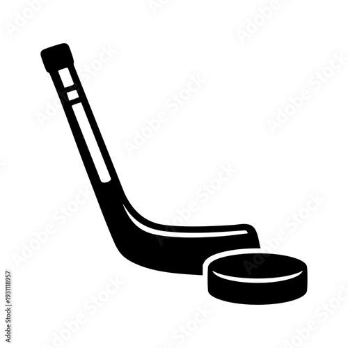 Ice hockey stick and puck together