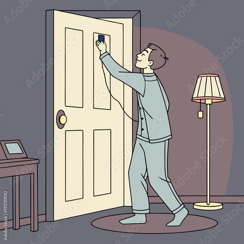 Man unplugging appliances before going to bed