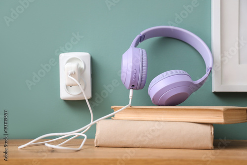 Modern headphones with char...