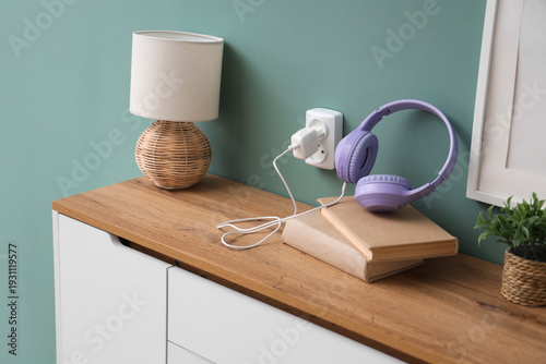 Modern headphones with char...
