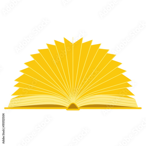 Open Book Fan Shape Yellow Pages White Background