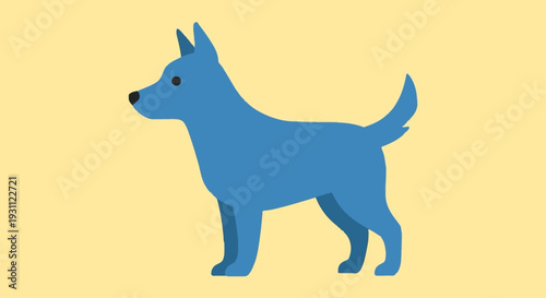 Blue Dog Silhouette Standing Profile View.