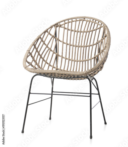 Wicker armchair on white ba...
