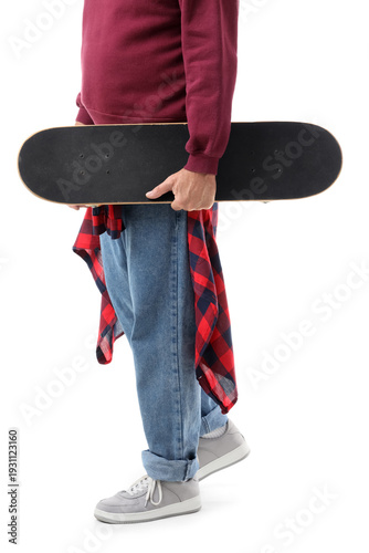 Senior man with skateboard ...