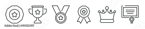 Award thin line icon set. Web minimal icons