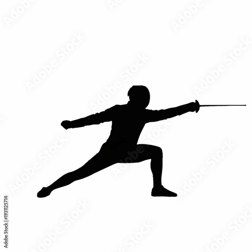 Fencer in Action Silhouette Fencing Sport.