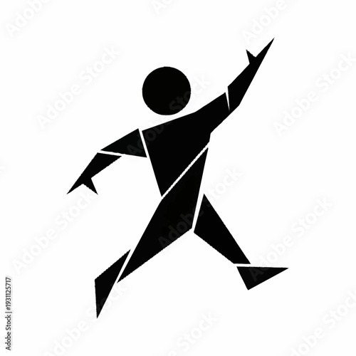 Geometric Figure Running Person Silhouette Illustration.