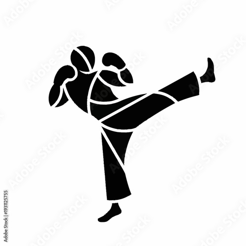 Martial Artist Performing Kick Silhouette.