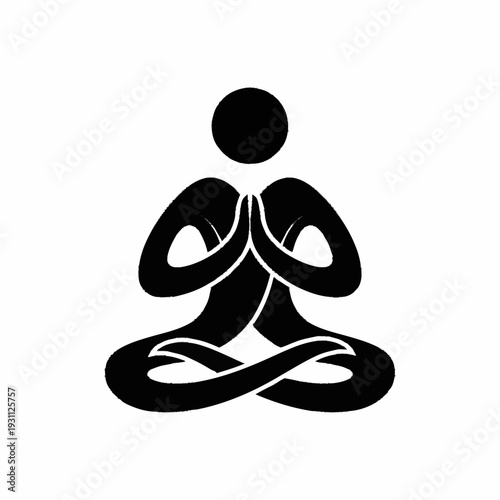 Meditating Person Silhouette in Lotus Position.