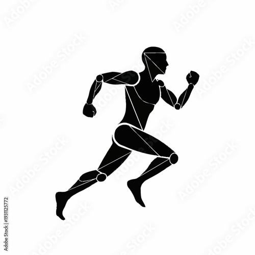 Silhouette of a Running Athlete in Motion.