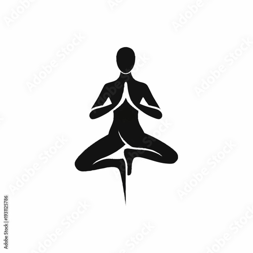 Silhouette of Person Meditating in Lotus Position.