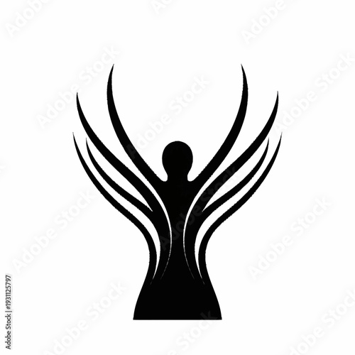 Silhouette of Person with Outstretched Arms.