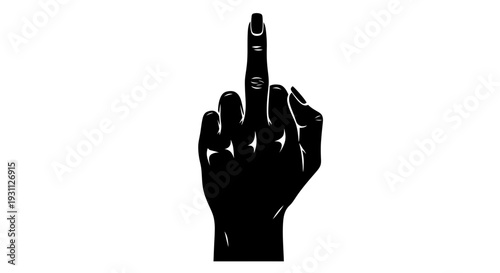 Black Silhouette of a Hand Giving the Middle Finger