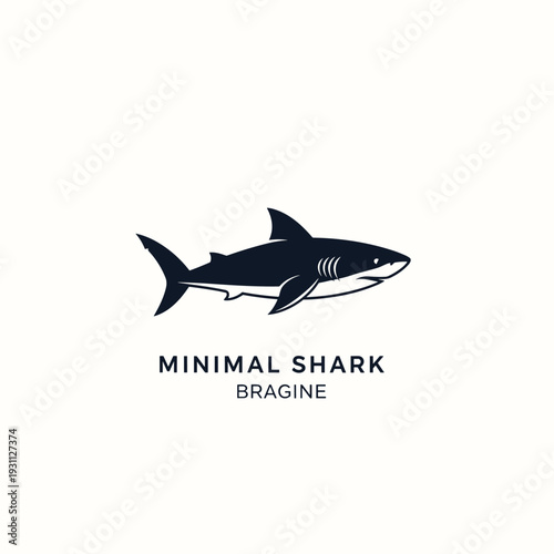 Aggressive black shark illustration with open mouth and sharp teeth