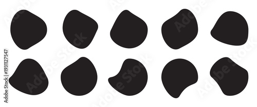 Liquid organic blob. Abstract organic black  rounded blob shapes vector irregular figures isolated on white background. Black cube drops. 