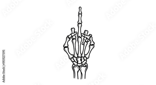 Skeleton Hand Flipping Off Gesture, Offensive Symbol, Gothic, Dark Art