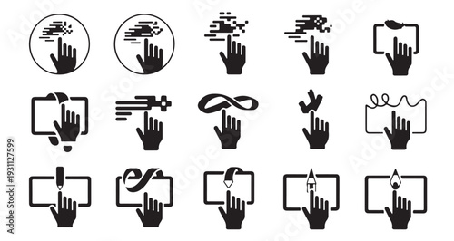 Interactive finger touch screen gestures with creative light effects and digital interface