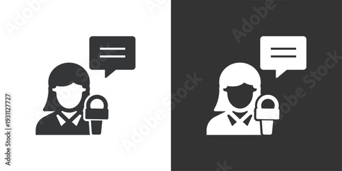 Reporter or News Interview icon. Solid glyph series icon