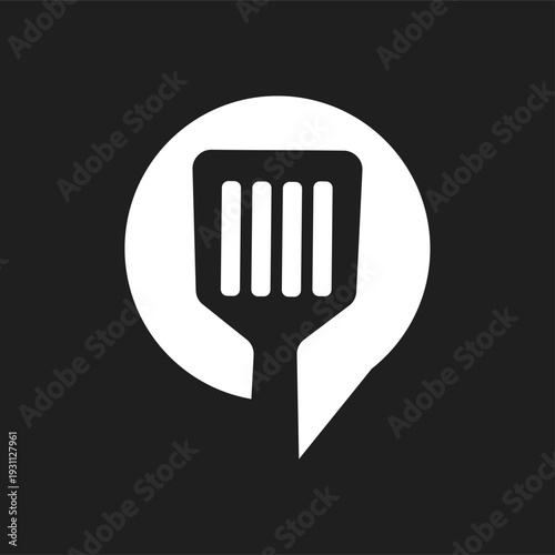 Spatula Kitchen Utensil in Speech Bubble Icon Logo