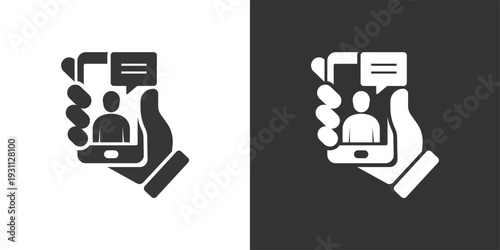 Mobile Video Consultation icon. Solid glyph series icon