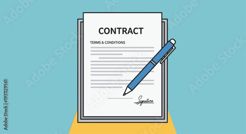 Contract Document with Pen for Signing.