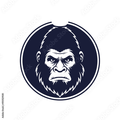 Fierce Gorilla Head Logo, Powerful Ape Emblem, Wild Animal Icon