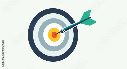 Dart Hitting Bullseye on Target Board.