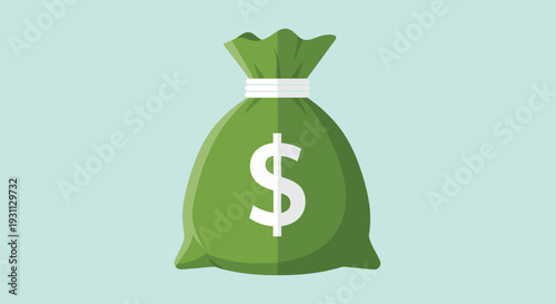 Green Money Bag with Dollar Sign.