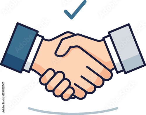Handshake Illustration with Checkmark Symbol.