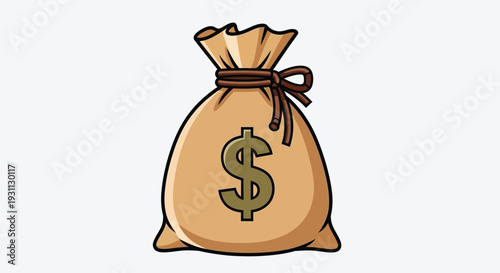 Money Bag with Dollar Sign Illustration.