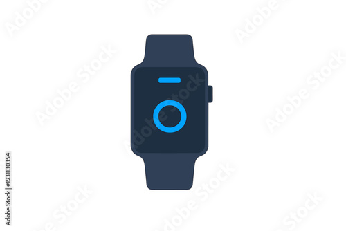 Modern smartwatch icon with digital display interface isolated on white background for technology and fitness tracking concepts