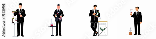 Professional Sommeliers Engaging in Wine Service, Tasting, and Presentation Activities, Showcasing Expertise in Fine Wine Culture and Hospitality.