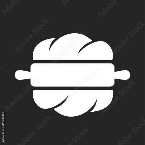 Minimalist Rolling Pin and Braided Bread Loaf Icon for Bakery and Baking Design