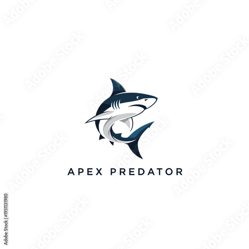 Stylized blue shark logo with Apex Predator text on a white background