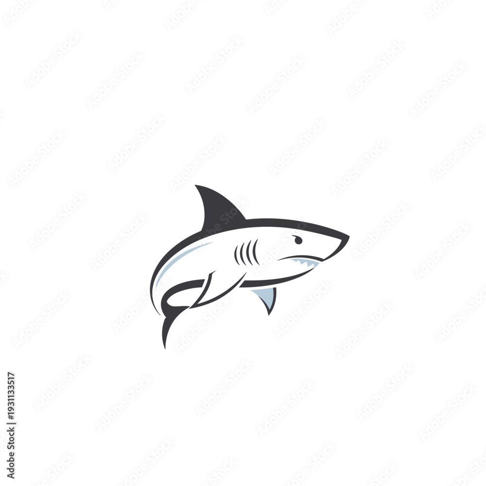 Obraz premium Stylized cartoon shark illustration swimming with an aggressive look