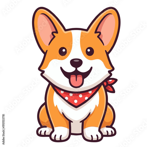 cute happy corgi puppy wearing red bandana