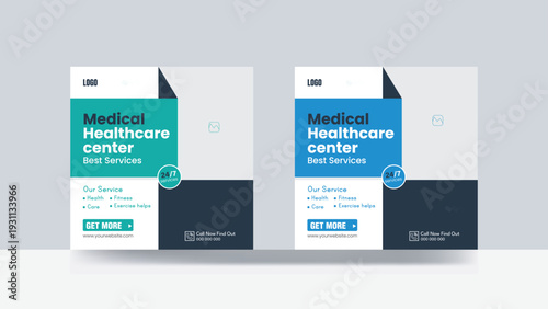 Medical and healthcare social media post design digital poster square template