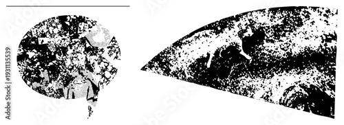 Black and white halftone forming organic shapes, vector graphic textures, stylized geometric forms, isolated design elements, digital art motifs.