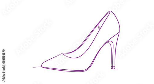 women's one-line style shoe. modern, standalone element on a white backdrop. perfect for postcards, banners, and prints. vector, stylish art illustration