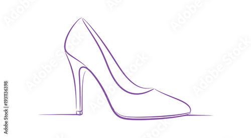 women's one-line style shoe. modern, standalone element on a white backdrop. perfect for postcards, banners, and prints. vector, stylish art illustration