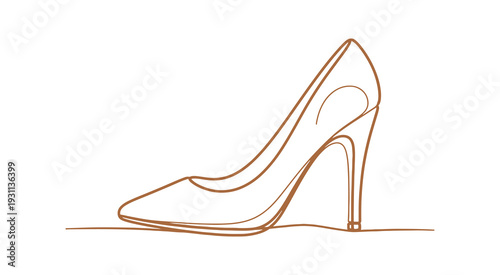 fashionable women's one-line shoes. modern, isolated design on a white canvas. suitable for postcards, banners, and print. vector, refined art illustration
