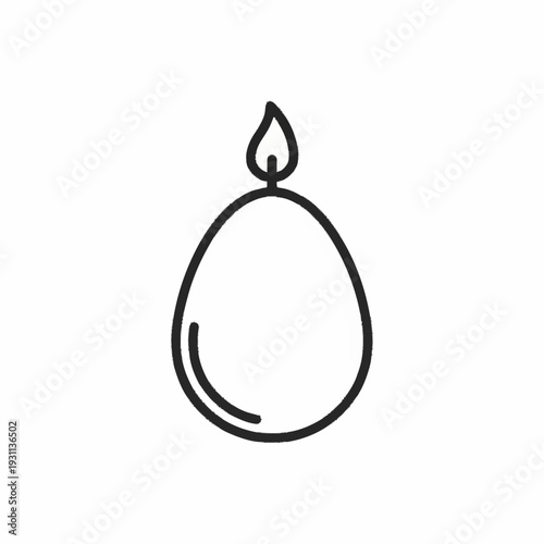 Simple Black Line Drawing of Candle Flame.