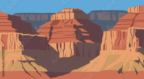 Grand Canyon Landscape with Rock Formations.