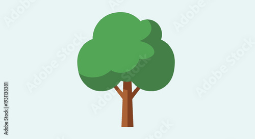 Green Tree with Brown Trunk Illustration.