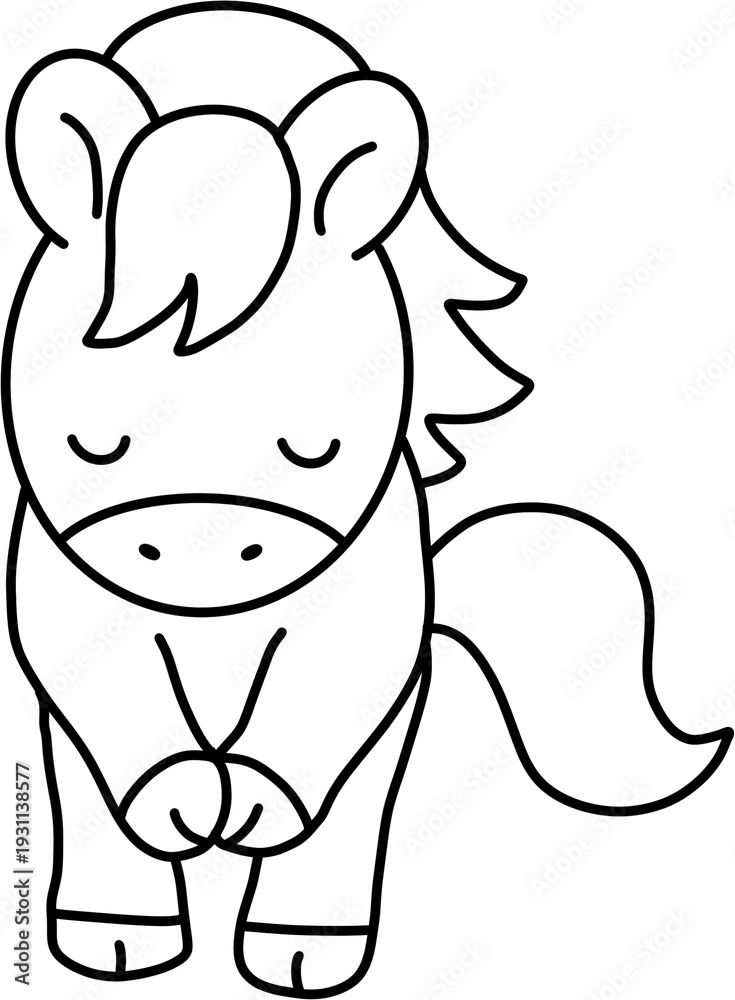 Fototapeta premium Cute Horse Character Cartoon Animal Illustration