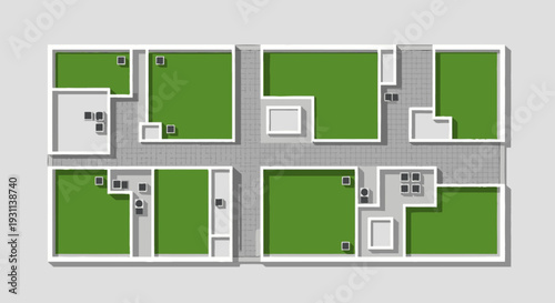 Housing Estate Floor Plan Diagram Illustration.