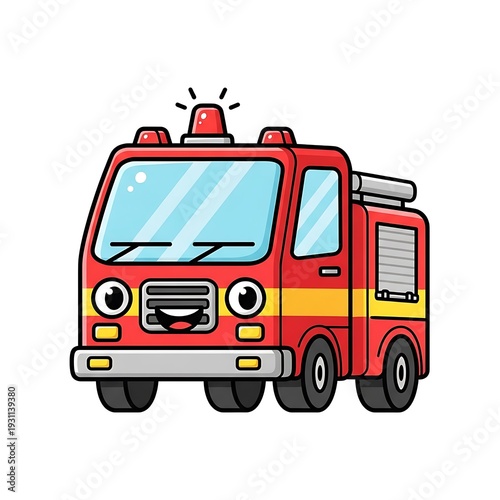 Wallpaper Mural Cartoon Fire Truck Illustration Emergency Vehicle. Torontodigital.ca