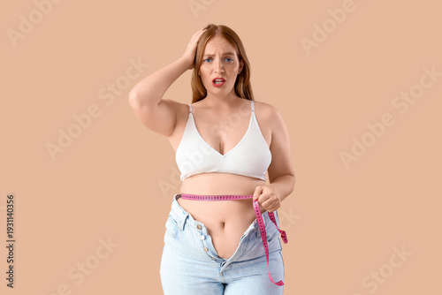 Young shocked overweight wo...