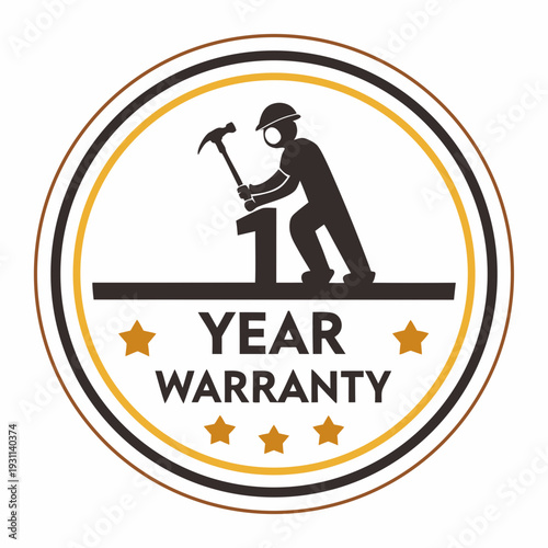 1 year warranty stamp with the text
