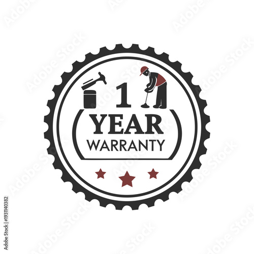 1 year warranty stamp with the text